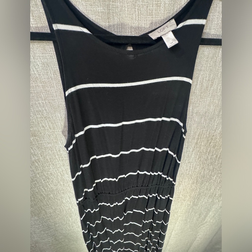 Loft black sleeveless striped stretchy maxi petite medium - Picture 4 of 6